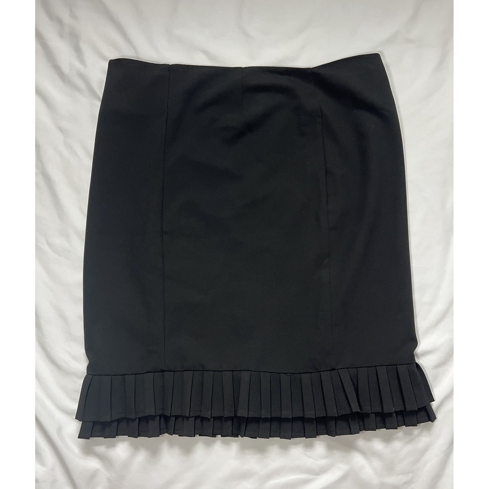 Women's First‎ Option Black Ruffle Bottom Pencil Skirt Size 8 Office Business